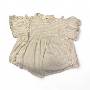 Free People Cream Ruffled Blouse